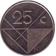 Монета 25 центов. 1991 год, Аруба. Монета 25 центов. 1991 год, Аруба.