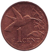 Монета 1 цент. 1999 год, Тринидад и Тобаго. Колибри. Монета 1 цент. 1999 год, Тринидад и Тобаго. Колибри.