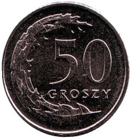 Монета 50 грошей. 2013 год, Польша.