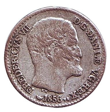 Монета 4 скиллинг-ригсмёнта. 1856 год, Дания.