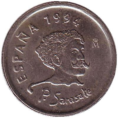 Монета 10 песет. 1994 год, Испания. Из обращения. Пабло де Сарасате. Скрипка.