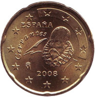 Монета 20 центов. 2008 год, Испания.