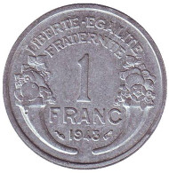 Монета 1 франк. 1948 год, Франция. Монета 1 франк. 1948 год, Франция.