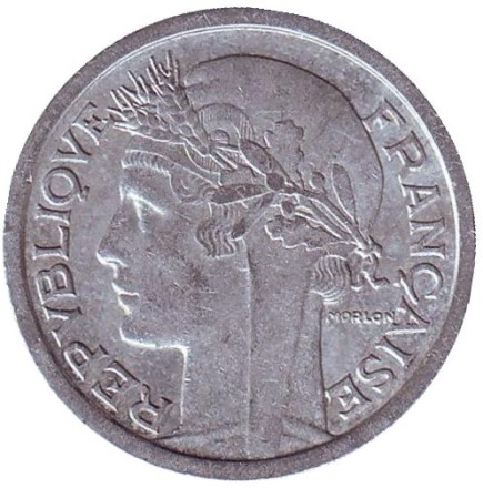 Монета 1 франк. 1948 год, Франция.