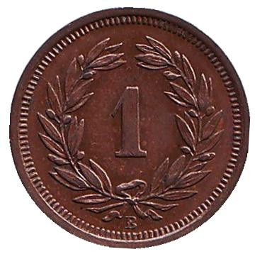 Монета 1 раппен. 1932 год, Швейцария. XF-aUNC.