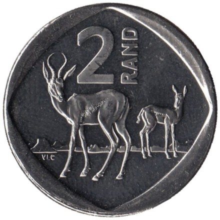 Монета 2 ранда. 2023 год, ЮАР.