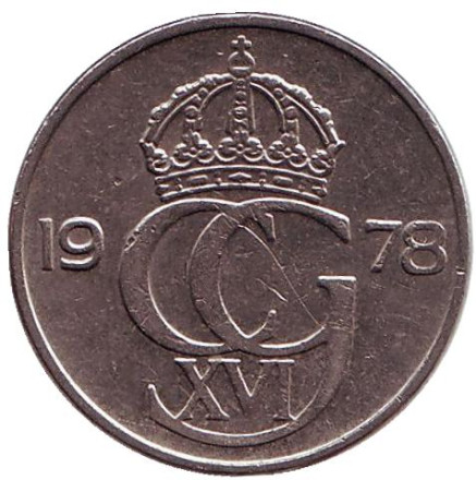Монета 50 эре. 1978 год, Швеция.