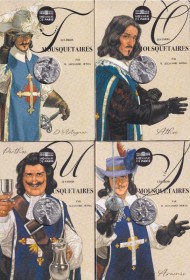 Набор из 4-х монет номиналом 10 евро. 2024 год, Франция. 180 лет роману "Три мушкетера". Набор из 4-х монет номиналом 10 евро. 2024 год, Франция. 180 лет роману "Три мушкетера".