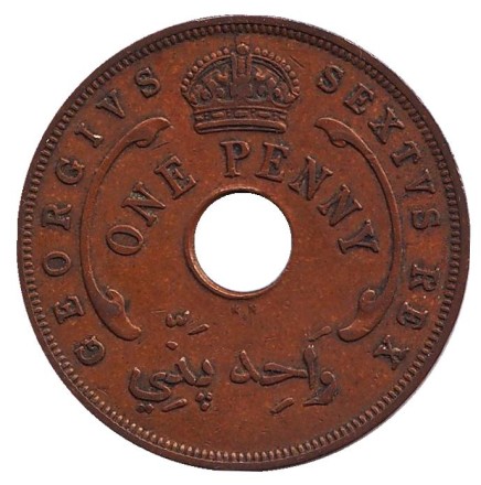 Монета 1 пенни. 1952 год (KN), Британская Западная Африка. Монета 1 пенни. 1952 год (KN), Британская Западная Африка.