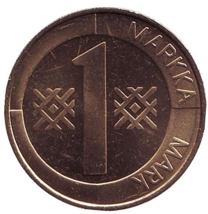 Монета 1 марка. 2001 год, Финляндия. UNC.