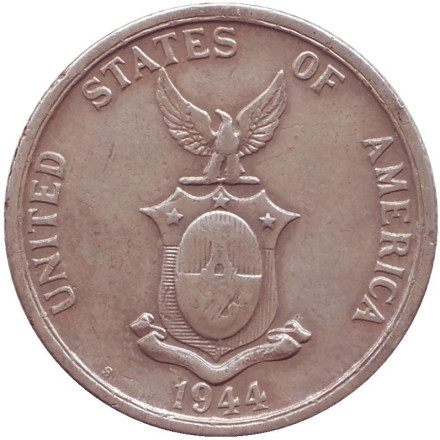 Монета 50 сентаво. 1944 год, Филиппины. Монета 50 сентаво. 1944 год, Филиппины.