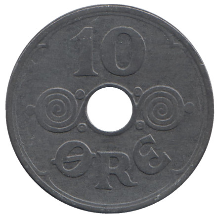 Монета 10 эре. 1945 год, Дания. Редкая!