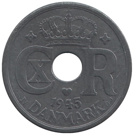 Монета 10 эре. 1945 год, Дания. Редкая! Монета 10 эре. 1945 год, Дания. Редкая!