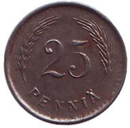 Монета 25 пенни. 1944 год, Финляндия. Монета 25 пенни. 1944 год, Финляндия.