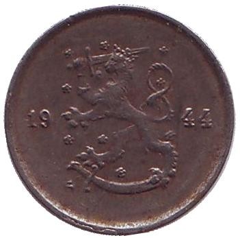Монета 25 пенни. 1944 год, Финляндия.