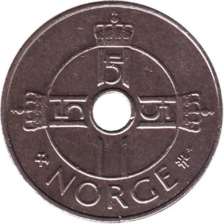Монета 1 крона. 2001 год, Норвегия. Со звездой. Птица на виноградной лозе. Монета 1 крона. 2001 год, Норвегия. Со звездой. Птица на виноградной лозе.