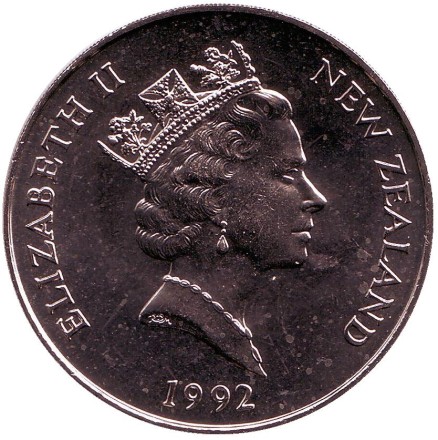 Монета 5 долларов. 1992 год, Новая Зеландия. Христофор Колумб. Серия "Первооткрыватели". Монета 5 долларов. 1992 год, Новая Зеландия. Христофор Колумб. Серия "Первооткрыватели".