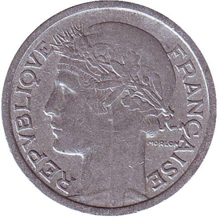 Монета 1 франк. 1947 B год, Франция. Монета 1 франк. 1947 B год, Франция.