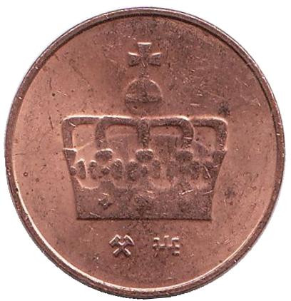 Монета 50 эре. 1999 год, Норвегия. Животное.