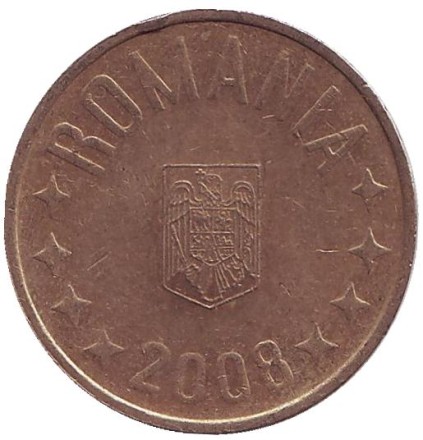 Монета 50 бани. 2008 год, Румыния. Монета 50 бани. 2008 год, Румыния.