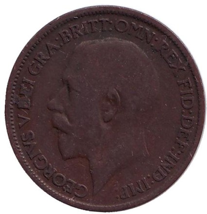 Монета 1/2 пенни. 1923 год, Великобритания. Монета 1/2 пенни. 1923 год, Великобритания.