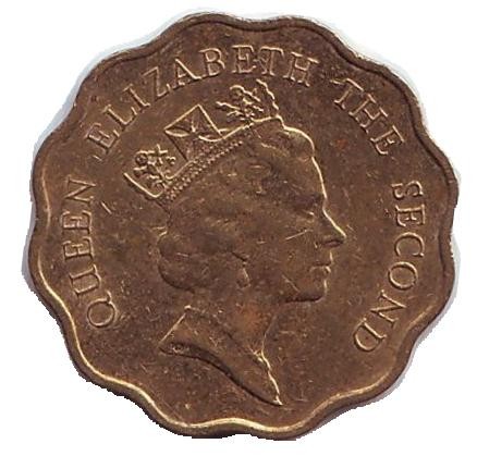 Монета 20 центов. 1991 год, Гонконг.