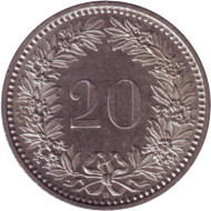 Монета 20 раппенов. 2005 год, Швейцария. Монета 20 раппенов. 2005 год, Швейцария.
