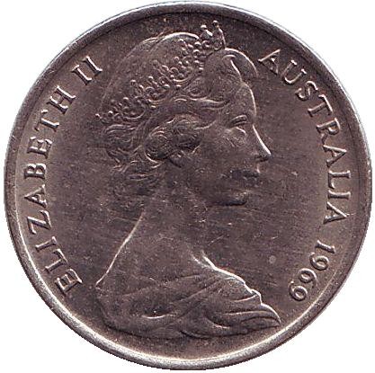 Монета 5 центов. 1969 год, Австралия. Ехидна. Монета 5 центов. 1969 год, Австралия. Ехидна.