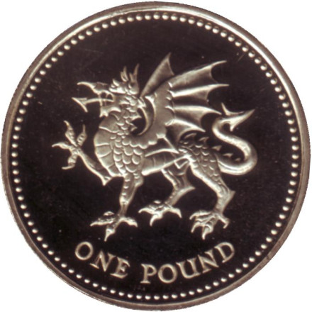 Монета 1 фунт. 2000 год, Великобритания. Proof. Дракон.