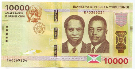 Банкнота 10000 франков. 2015 год, Бурунди.