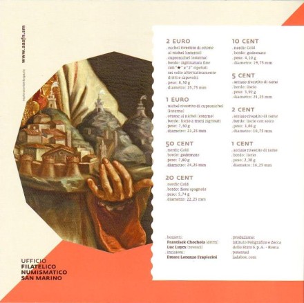 Годовой набор монет евро в буклете. 2016 год, Сан-Марино. Годовой набор монет евро в буклете. 2016 год, Сан-Марино.