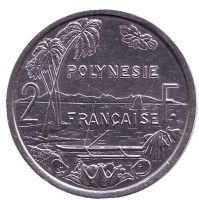 Монета 2 франка. 1986 год, Французская Полинезия.