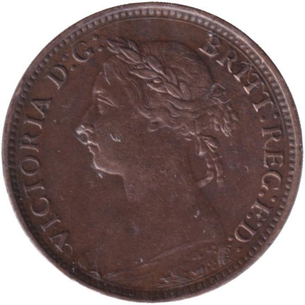 Монета 1 фартинг. 1886 год, Великобритания.