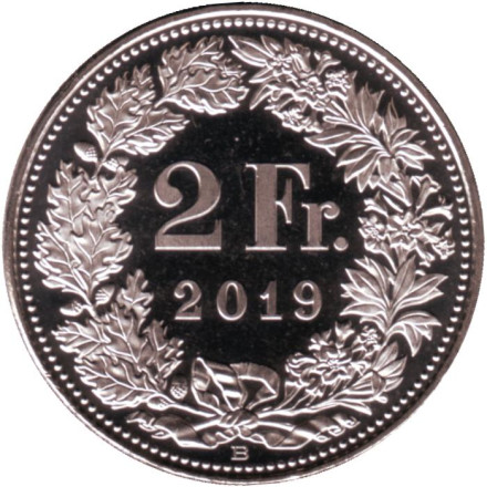 Монета 2 франка. 2019 год, Швейцария. UNC. Гельвеция.