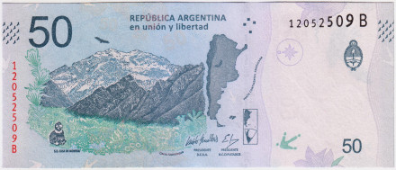Банкнота 50 песо. 2018 год (ND), Аргентина. P-363(2).