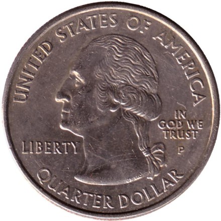 Монета 25 центов (P). 2002 год, США. Индиана. Штат № 19. Монета 25 центов (P). 2002 год, США. Индиана. Штат № 19.