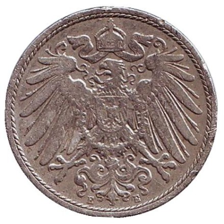 Монета 10 пфеннигов. 1907 год (E), Германская империя. Монета 10 пфеннигов. 1907 год (E), Германская империя.