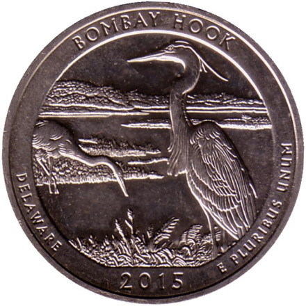 Монета 25 центов (S). 2015 год, США. Бомбей-Хук. Парк № 29.