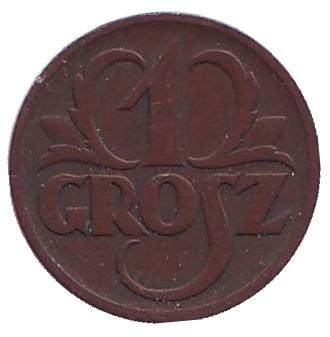 Монета 1 грош. 1928 год, Польша.