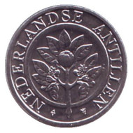 Монета 5 центов, 1990 год, Нидерландские Антильские острова. Цветок апельсинового дерева. Монета 5 центов, 1990 год, Нидерландские Антильские острова. Цветок апельсинового дерева.