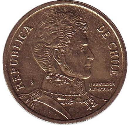 Монета 10 песо. 2013 год, Чили. Бернардо О’Хиггинс.