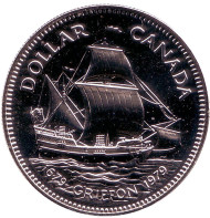 Монета 1 доллар. 1979 год, Канада. 300 лет кораблю "Грифон".