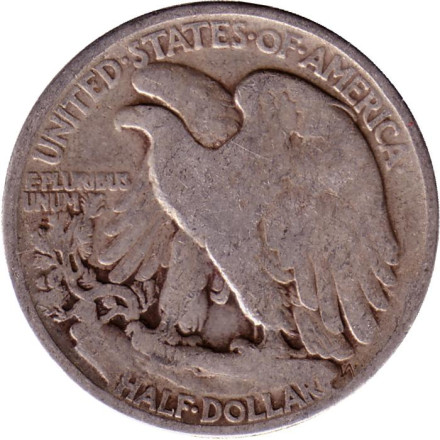 Монета 50 центов. 1940 год, США. Шагающая свобода. (Без отметки монетного двора).