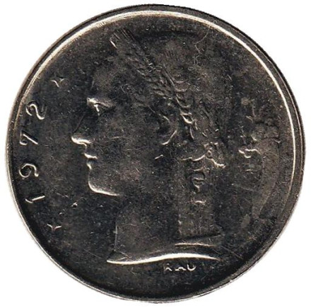 Монета 1 франк. 1972 год, Бельгия. (Belgie)