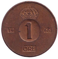Монета 1 эре. 1966 год, Швеция. Монета 1 эре. 1966 год, Швеция.