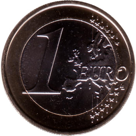 Монета 1 евро. 2021 год, Франция. Монета 1 евро. 2021 год, Франция.