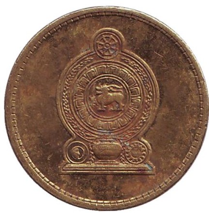 Монета 5 рупий. 2009 год, Шри-Ланка.