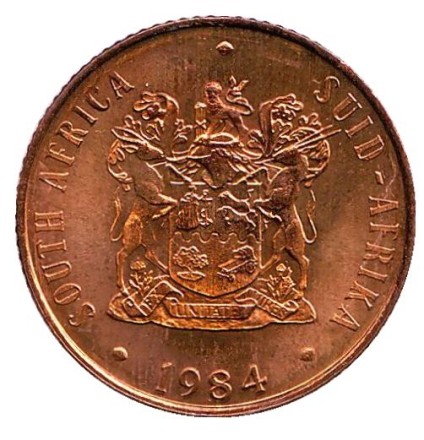 Монета 2 цента. 1984 год, Южная Африка. UNC. Белохвостый гну. Монета 2 цента. 1984 год, Южная Африка. UNC. Белохвостый гну.