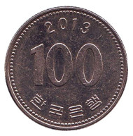Монета 100 вон. 2013 год, Южная Корея. Монета 100 вон. 2013 год, Южная Корея.