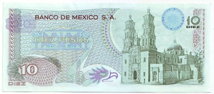 Банкнота 10 песо. 1960-1977 гг., Мексика. Мигель Идальго-и-Костилья.